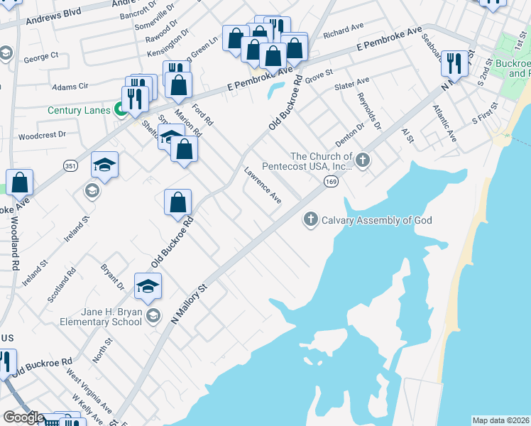 map of restaurants, bars, coffee shops, grocery stores, and more near 8 Sargeant Street in Hampton