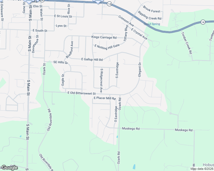 map of restaurants, bars, coffee shops, grocery stores, and more near 719 South Lantern Ridge in Nixa