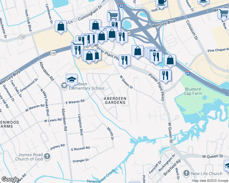 map of restaurants, bars, coffee shops, grocery stores, and more near 29 Sharon Court in Hampton