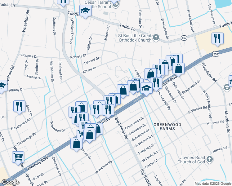 map of restaurants, bars, coffee shops, grocery stores, and more near 468 Hollomon Drive in Hampton