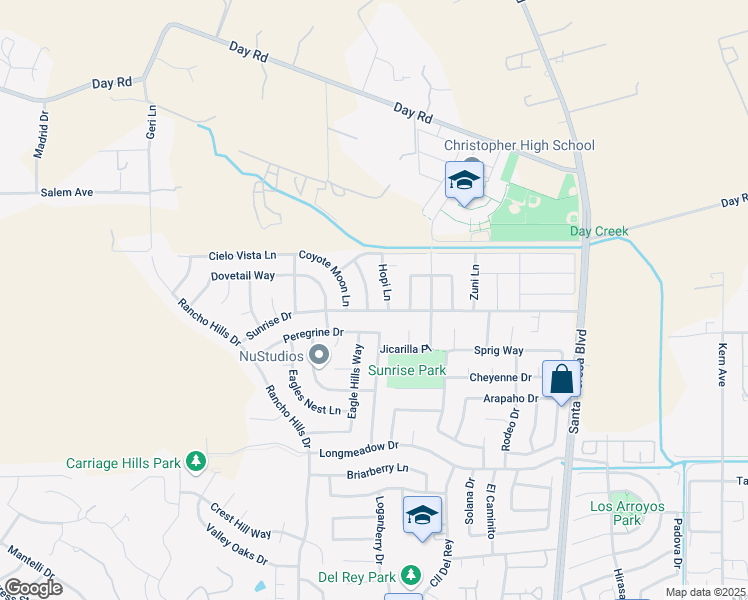 map of restaurants, bars, coffee shops, grocery stores, and more near 9710 Desert Bloom Place in Gilroy