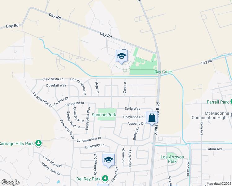 map of restaurants, bars, coffee shops, grocery stores, and more near 9713 Sedona Way in Gilroy