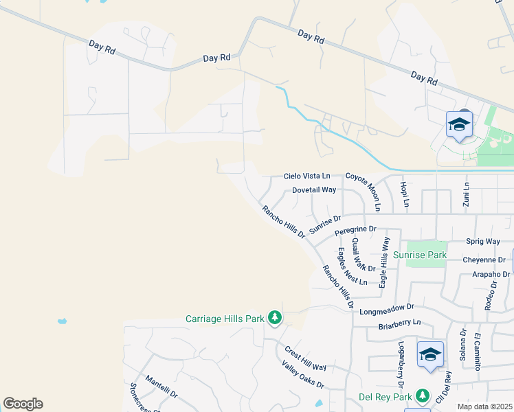map of restaurants, bars, coffee shops, grocery stores, and more near 9881 Rancho Hills Drive in Gilroy
