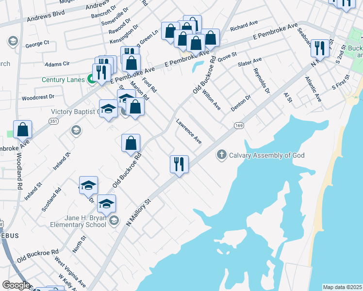 map of restaurants, bars, coffee shops, grocery stores, and more near 19 Sargeant Street in Hampton