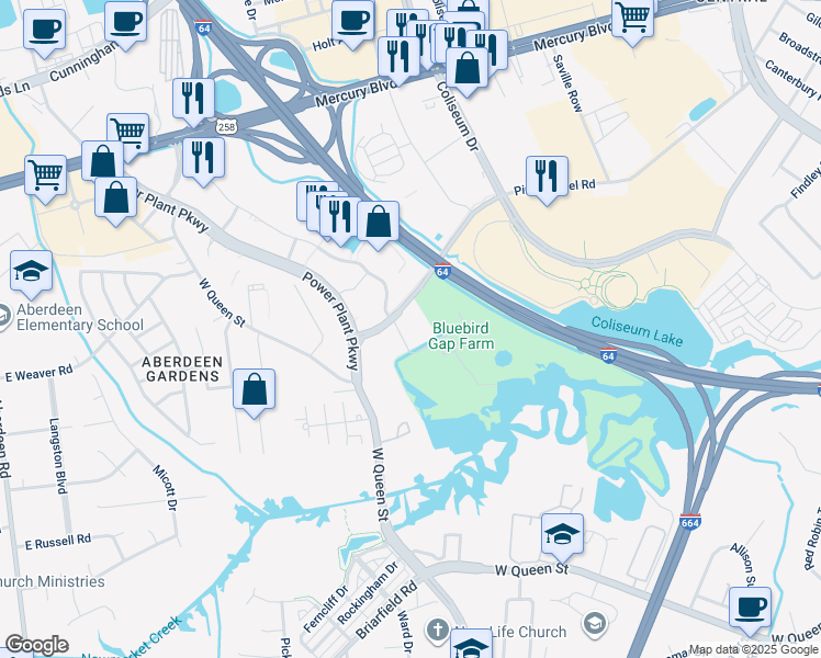 map of restaurants, bars, coffee shops, grocery stores, and more near 48 Pine Chapel Road in Hampton