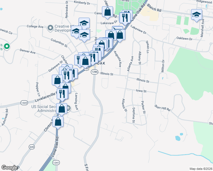 map of restaurants, bars, coffee shops, grocery stores, and more near 213 Wright Avenue in Paducah