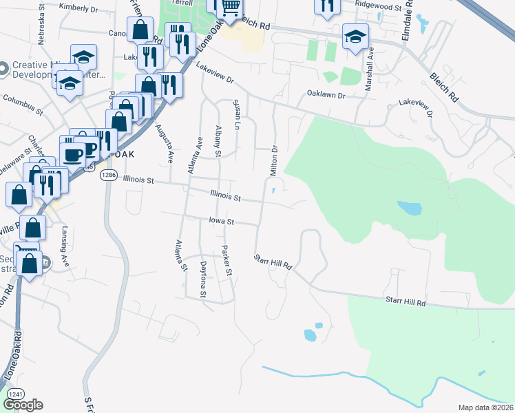 map of restaurants, bars, coffee shops, grocery stores, and more near 427 Illinois Street in Paducah