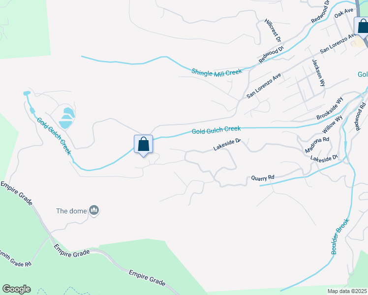 map of restaurants, bars, coffee shops, grocery stores, and more near 1610 Lakeside Drive in Felton
