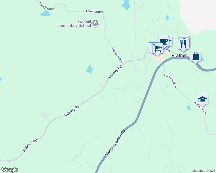 map of restaurants, bars, coffee shops, grocery stores, and more near 28718 Auberry Road in Prather