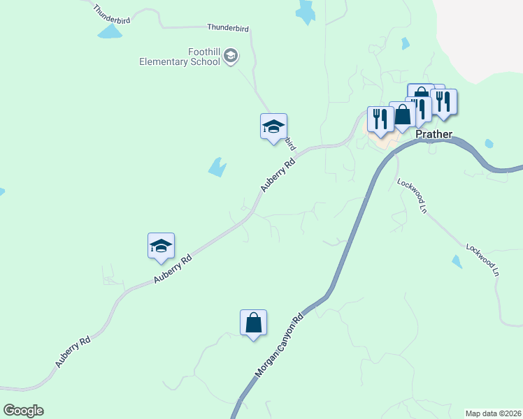 map of restaurants, bars, coffee shops, grocery stores, and more near 28718 Auberry Road in Prather