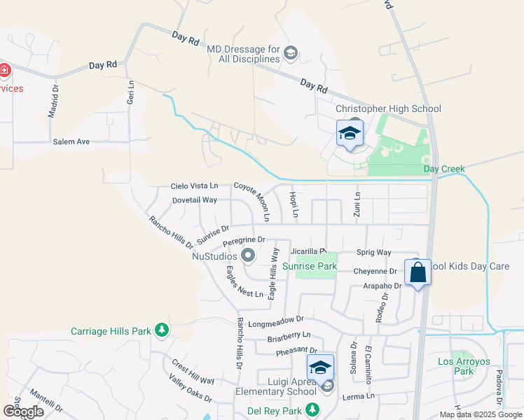 map of restaurants, bars, coffee shops, grocery stores, and more near 9725 Coyote Moon Lane in Gilroy
