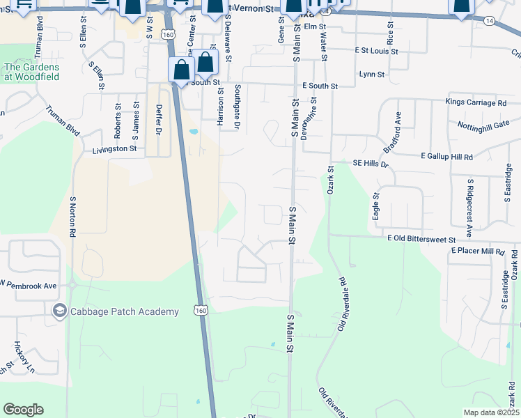map of restaurants, bars, coffee shops, grocery stores, and more near 10 Hillside Drive in Nixa
