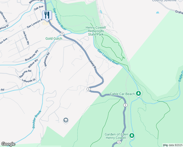 map of restaurants, bars, coffee shops, grocery stores, and more near 200 View Road in Felton