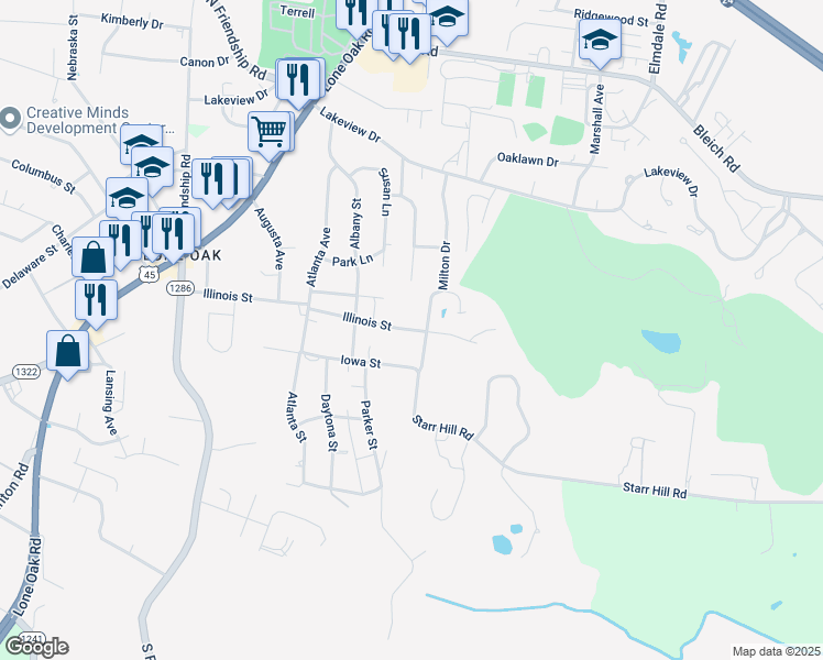 map of restaurants, bars, coffee shops, grocery stores, and more near 428 Illinois Street in Paducah