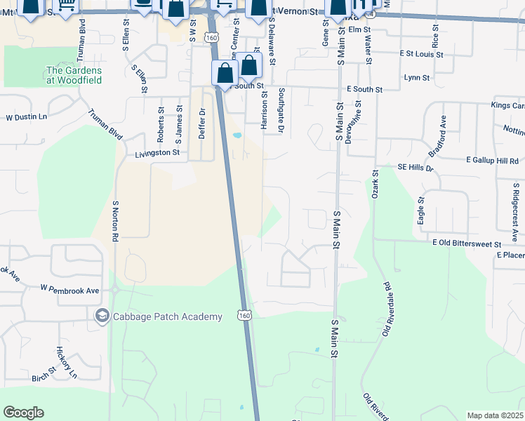 map of restaurants, bars, coffee shops, grocery stores, and more near 715-799 Harrison St in Nixa