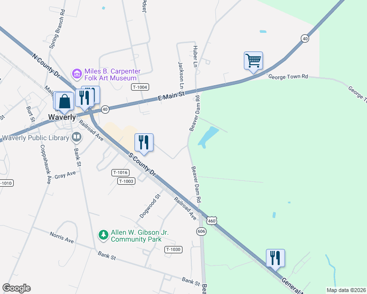 map of restaurants, bars, coffee shops, grocery stores, and more near 333 East Main Street in Waverly