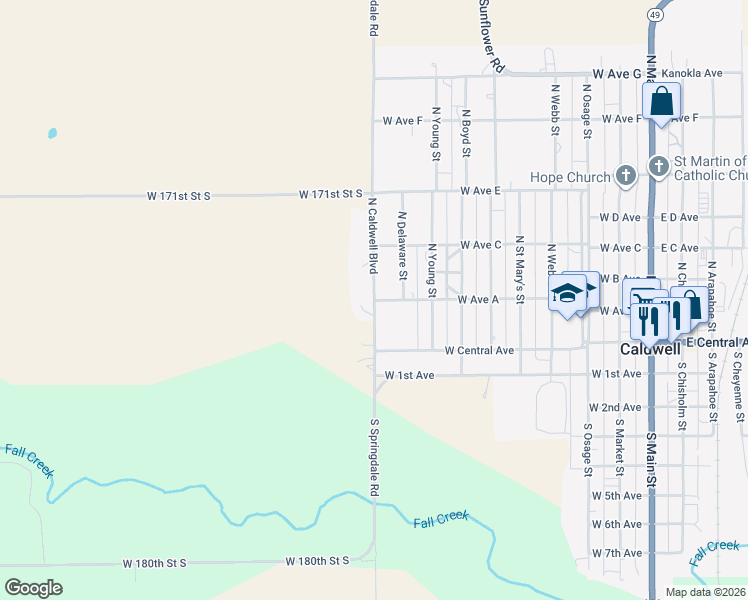 map of restaurants, bars, coffee shops, grocery stores, and more near 100 North Caldwell Boulevard in Caldwell