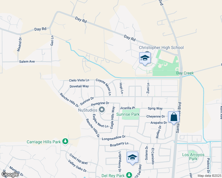 map of restaurants, bars, coffee shops, grocery stores, and more near 9742 Coyote Moon Lane in Gilroy