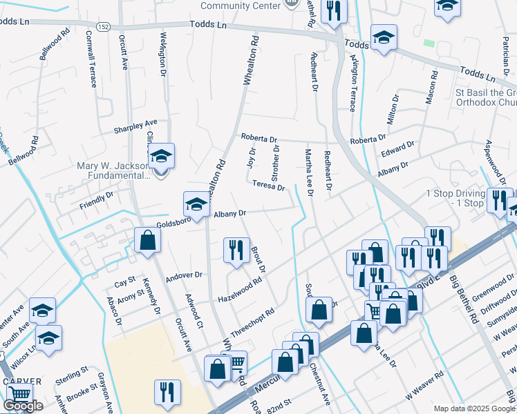 map of restaurants, bars, coffee shops, grocery stores, and more near 423 Anchorage Court in Hampton