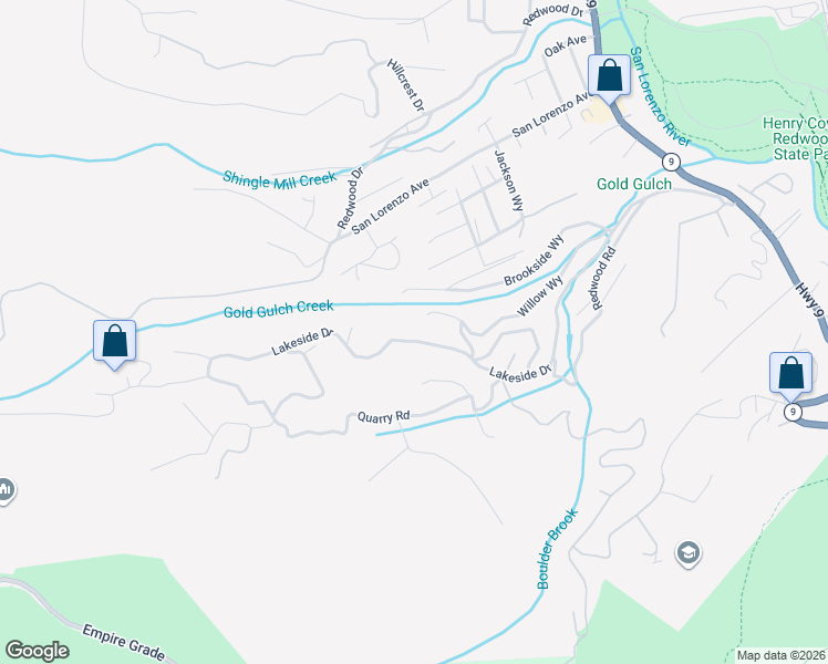 map of restaurants, bars, coffee shops, grocery stores, and more near 1116 Lakeside Drive in Felton