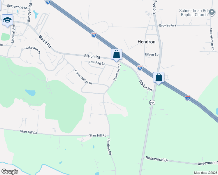 map of restaurants, bars, coffee shops, grocery stores, and more near 4864 Hendron Rd in Paducah