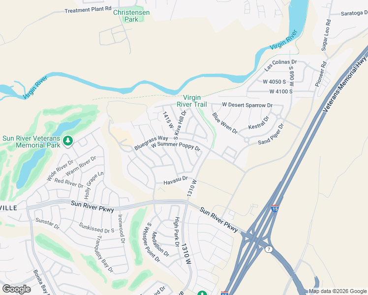 map of restaurants, bars, coffee shops, grocery stores, and more near 1319 West Summer Poppy Drive in St. George