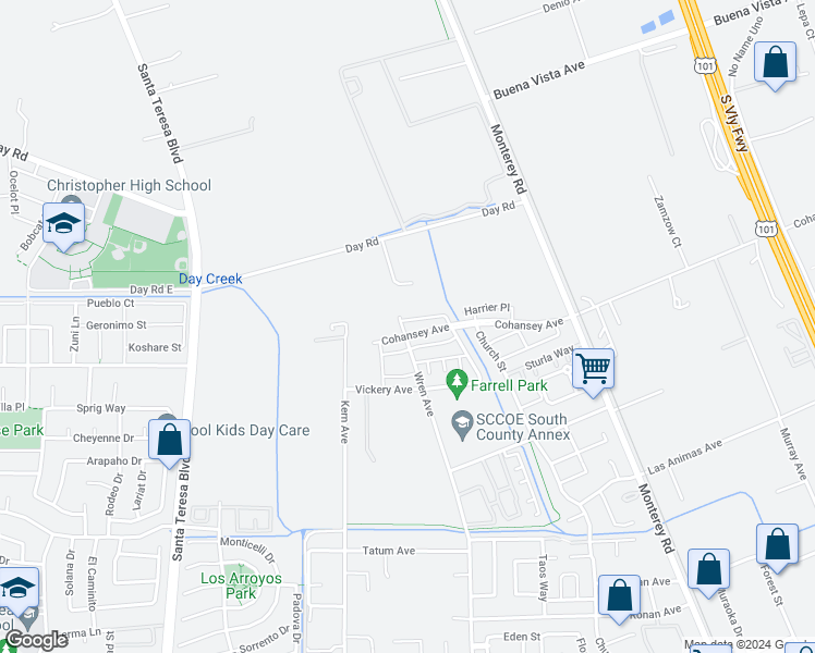 map of restaurants, bars, coffee shops, grocery stores, and more near in Gilroy