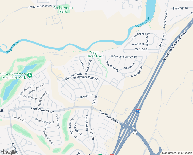 map of restaurants, bars, coffee shops, grocery stores, and more near 1280 West Summer Poppy Drive in St. George
