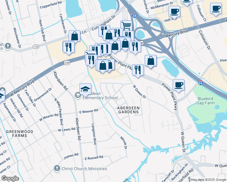 map of restaurants, bars, coffee shops, grocery stores, and more near 75 Roxbury Terrace in Hampton