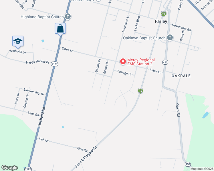 map of restaurants, bars, coffee shops, grocery stores, and more near 1843 Meacham Lane in Paducah