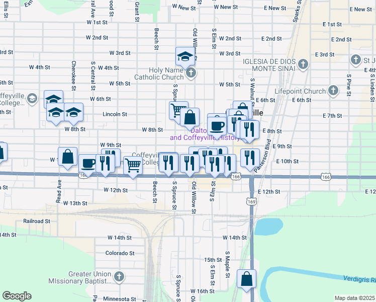 map of restaurants, bars, coffee shops, grocery stores, and more near 403 West 9th Street in Coffeyville