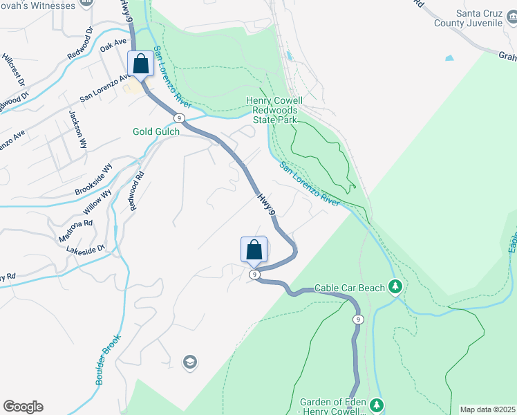 map of restaurants, bars, coffee shops, grocery stores, and more near 4865 California 9 in Felton