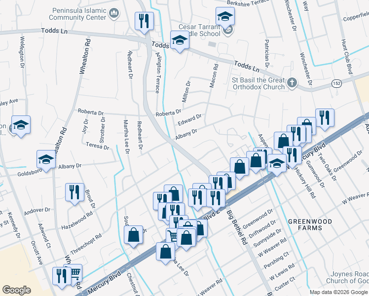 map of restaurants, bars, coffee shops, grocery stores, and more near 514 Big Bethel Road in Hampton