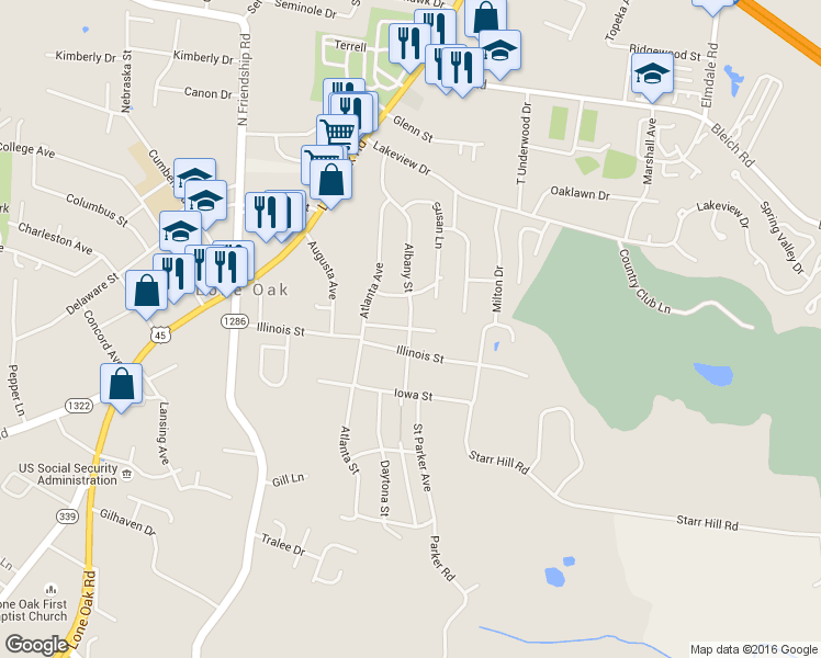 map of restaurants, bars, coffee shops, grocery stores, and more near 400 Michigan Avenue in Paducah