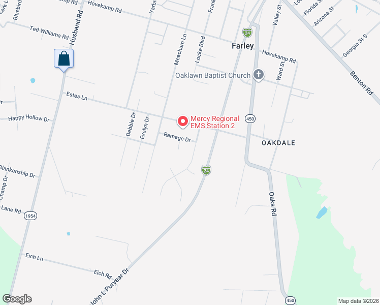 map of restaurants, bars, coffee shops, grocery stores, and more near 221 Chadwick Drive in Paducah