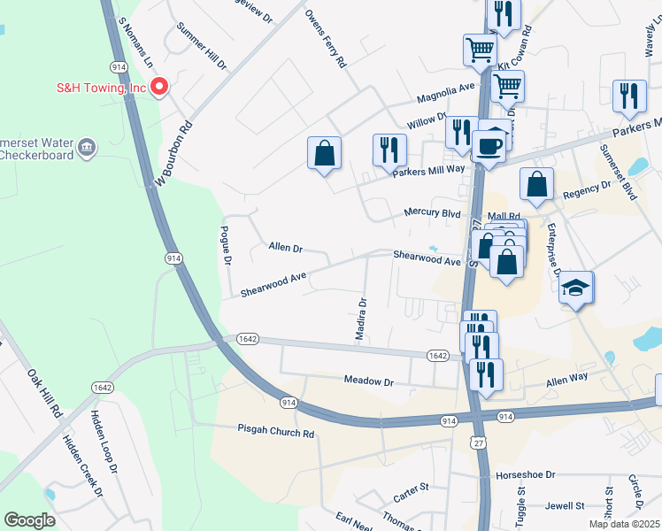 map of restaurants, bars, coffee shops, grocery stores, and more near 206 Shearwood Avenue in Somerset