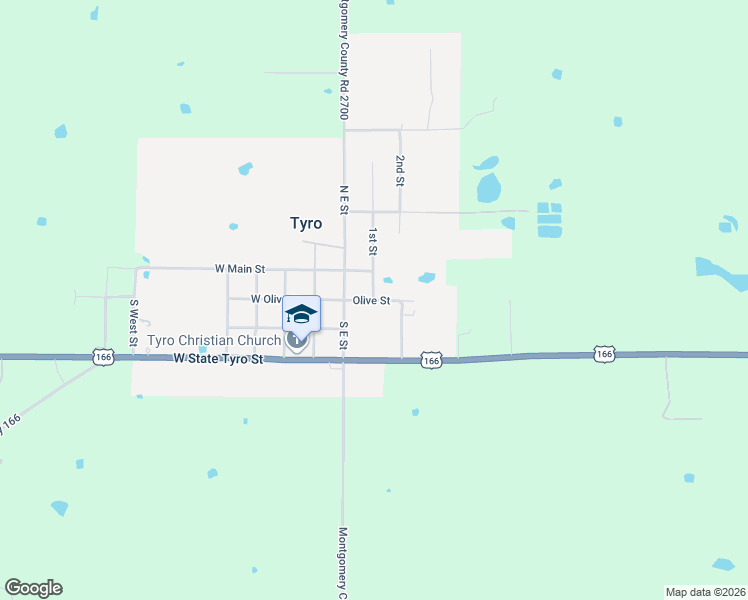 map of restaurants, bars, coffee shops, grocery stores, and more near 302 Olive Street in Caney