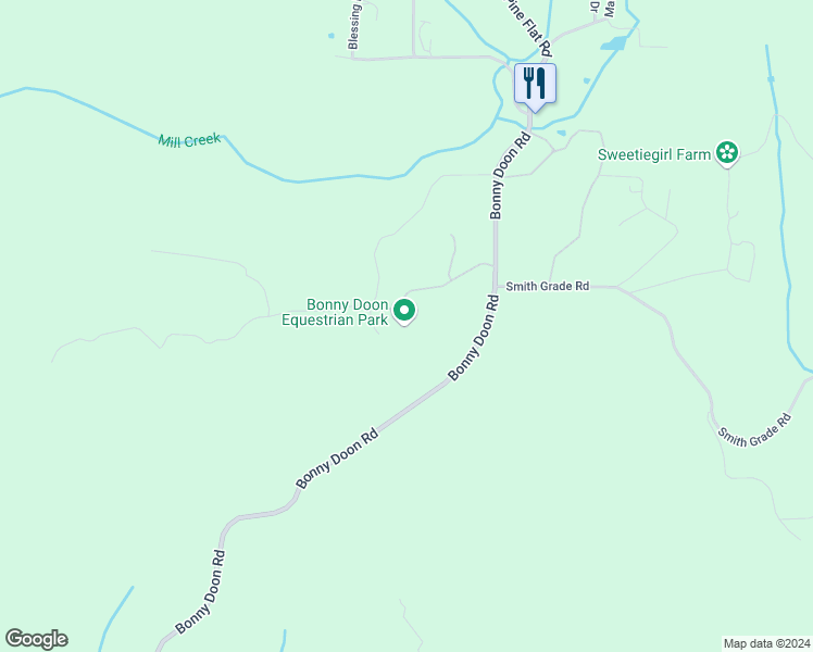 map of restaurants, bars, coffee shops, grocery stores, and more near 3675 Bonny Doon Road in Santa Cruz