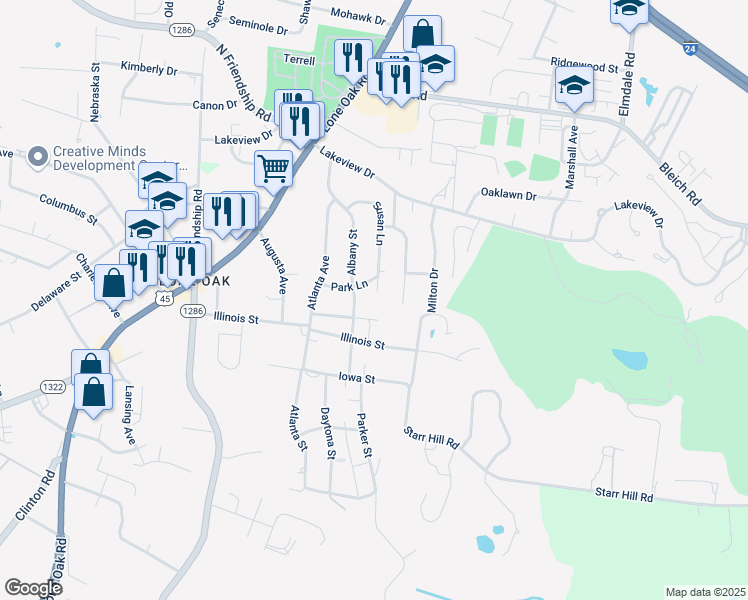 map of restaurants, bars, coffee shops, grocery stores, and more near 400-412 Michigan Avenue in Paducah