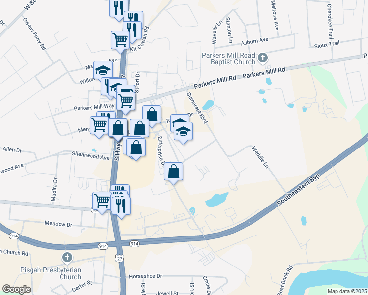map of restaurants, bars, coffee shops, grocery stores, and more near 200 Enterprise Drive in Somerset