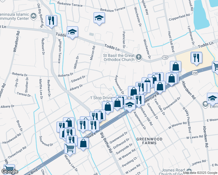 map of restaurants, bars, coffee shops, grocery stores, and more near 37 Treasure Key in Hampton