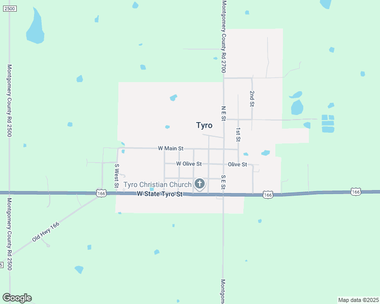 map of restaurants, bars, coffee shops, grocery stores, and more near 301 West Main Street in Tyro