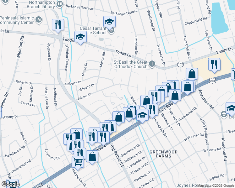 map of restaurants, bars, coffee shops, grocery stores, and more near 37 Treasure Key in Hampton