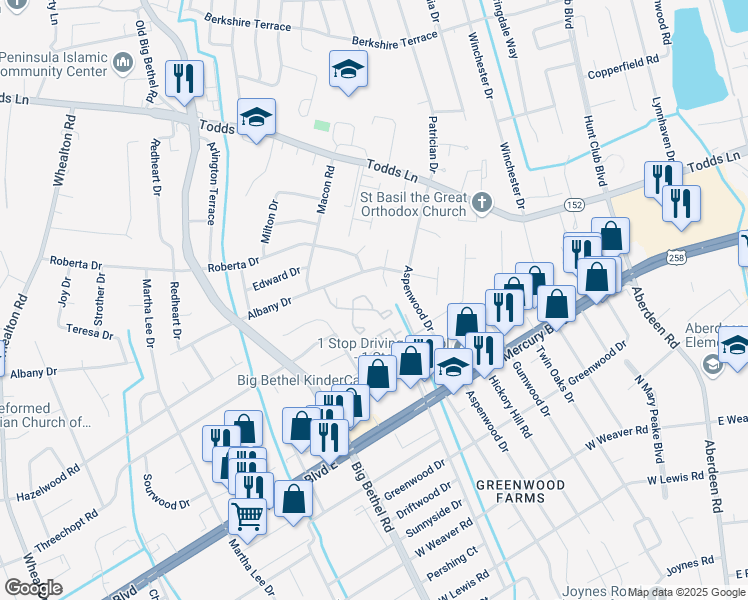 map of restaurants, bars, coffee shops, grocery stores, and more near 53 Treasure Key in Hampton