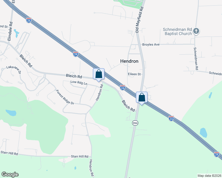 map of restaurants, bars, coffee shops, grocery stores, and more near 1300-1698 Bleich Road in Paducah