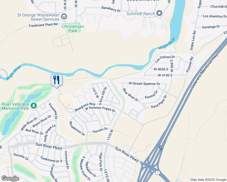 map of restaurants, bars, coffee shops, grocery stores, and more near 4211 South Ambassador Drive in St. George