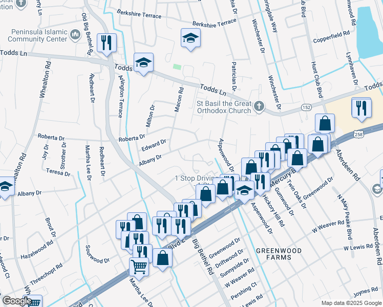 map of restaurants, bars, coffee shops, grocery stores, and more near 15 Treasure Key in Hampton