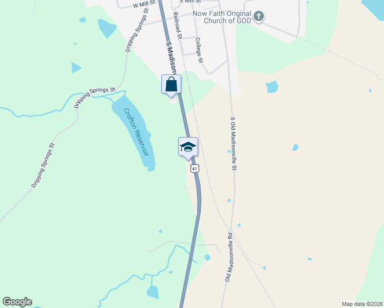 map of restaurants, bars, coffee shops, grocery stores, and more near 12145 South Madisonville Road in Crofton
