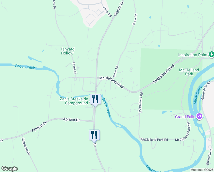 map of restaurants, bars, coffee shops, grocery stores, and more near 5038 Courtney Lane in Joplin