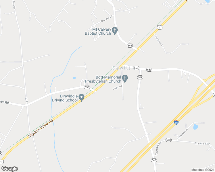 map of restaurants, bars, coffee shops, grocery stores, and more near 17050 Boydton Plank Road in DeWitt